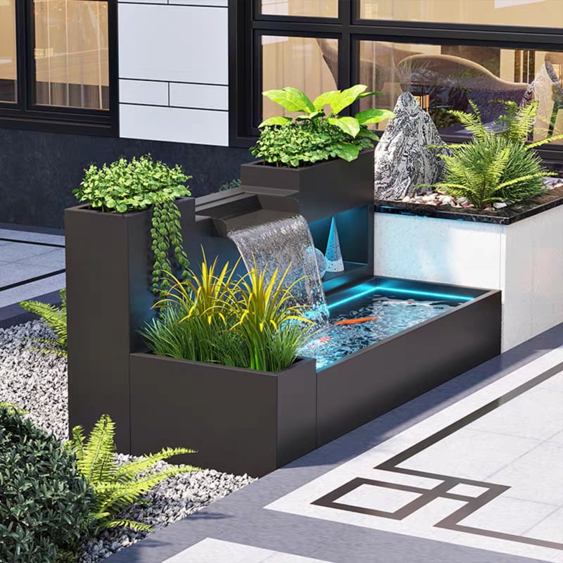 Fontana s jednim otvorom — nehrđajući čeli kutija za cvijeće s tekućom vodom, vanjski kružni vodeni element, marka 304a