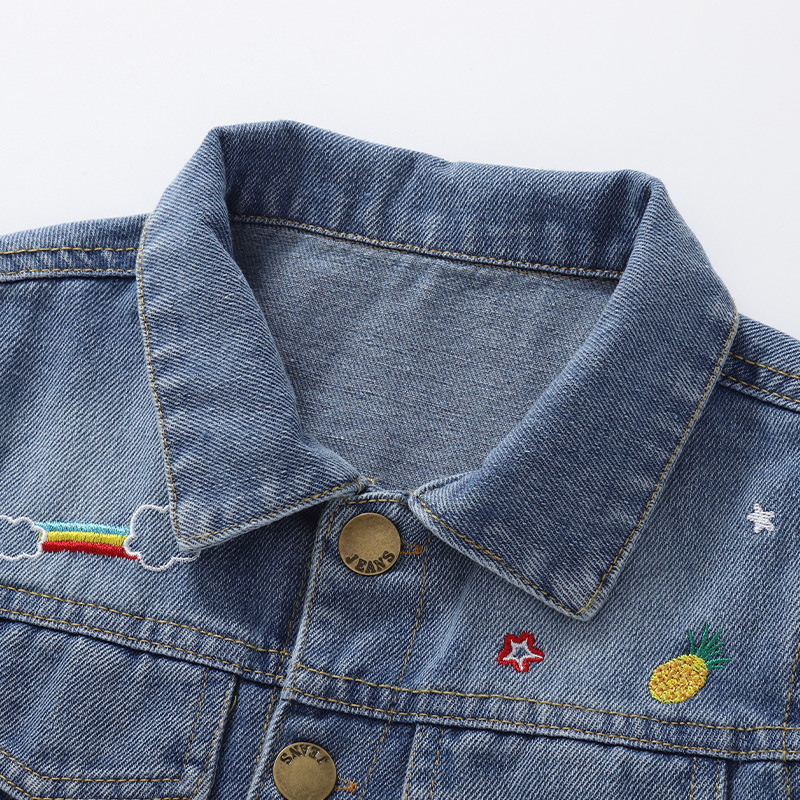 Dječja traper jakna za djevojčice (Jesen 2024, 44% pamuka, ležerni stil, bez kapulje, za uzrast 3–8 godina)