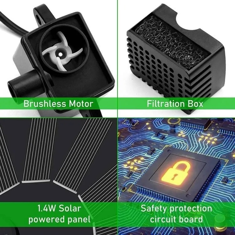 Соларен градински фонтан с плаващ дизайн и пръскане по модел