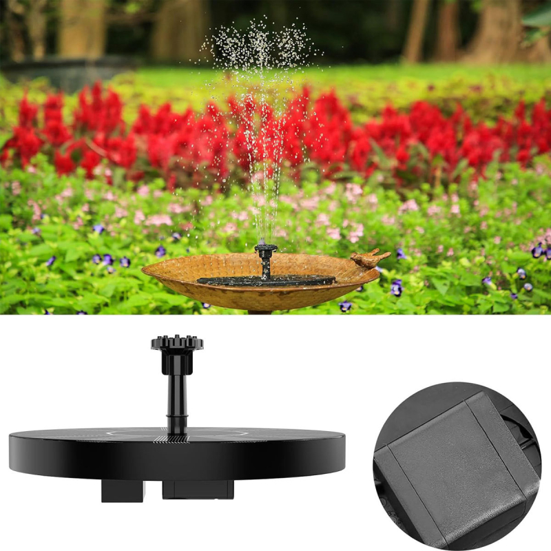 Външен соларен фонтан за градинско езеро с кислородиране и циркулация — комбиниран пръскане, версии с батерия (7V1.5W, 7V2.5W)