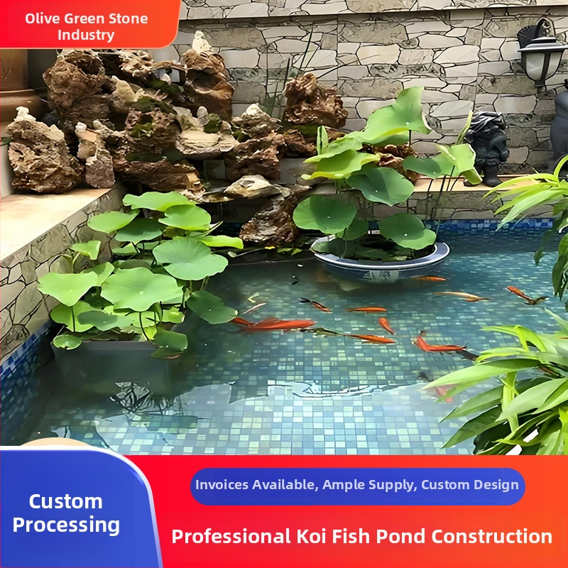 Декоративен воден елемент за каменна градина: фонтан с пръскаща колона, марка Olive green, възможност за персонализация