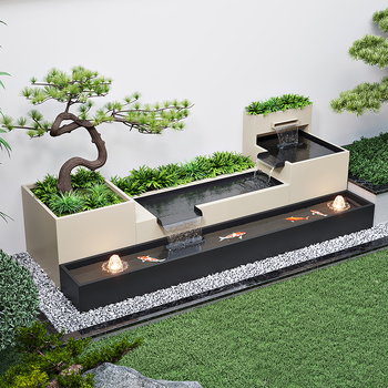 Фонтан от неръждаема стомана с програмирано управление и моделно водно пръскане — Марка: Steel old watch