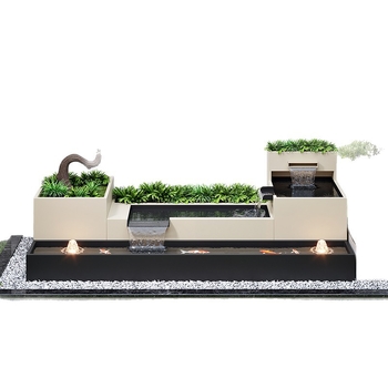 Фонтан от неръждаема стомана с програмирано управление и моделно водно пръскане — Марка: Steel old watch