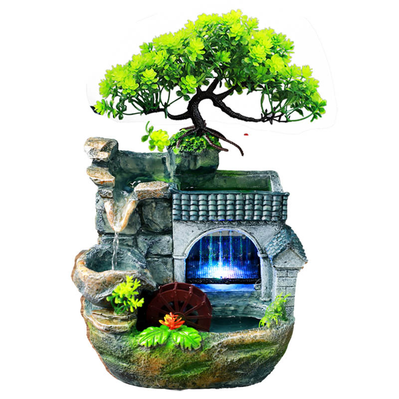 Stolna fontana od smole s planinskim pejzažom, ovlaživač, model BS124, Hongru