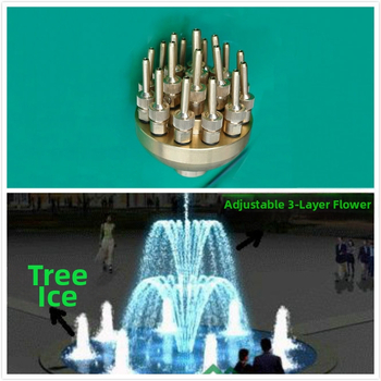 Месингова регулируема дюза с трислойна цветна форма и колона за водни ефекти (вътрешно резбово свързване, работна температура 20°C, работно налягане 5 кг, вода)