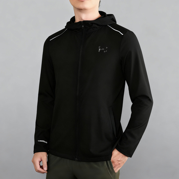 Férfi téli sportdzseki kapucnival, szélálló, gyorsan száradó külső nylonból, bélése modal