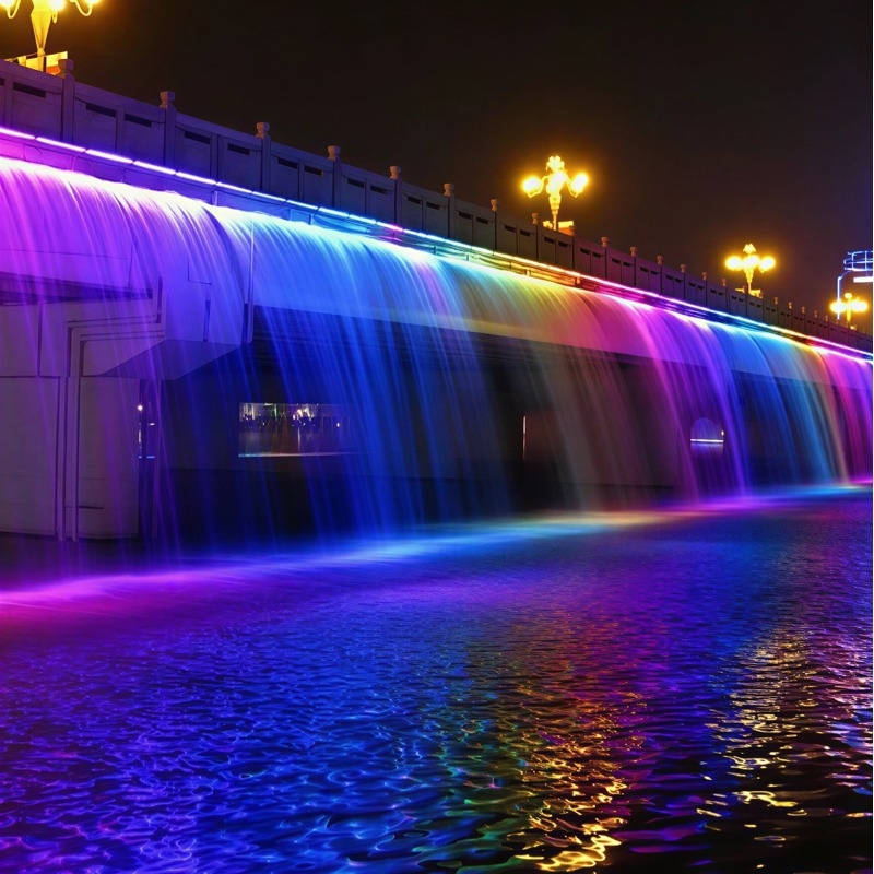 LED cortină de apă pentru pod peisagistic, cu pulverizare pe perete, TY-8682, Yuehong Construction