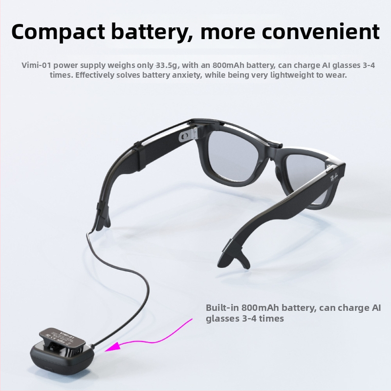 Prenosný zdroj energie pre Meta Ray-Ban Smart Glasses s USB-C rozhraním, ABS konštrukcia, MR002, 67 g