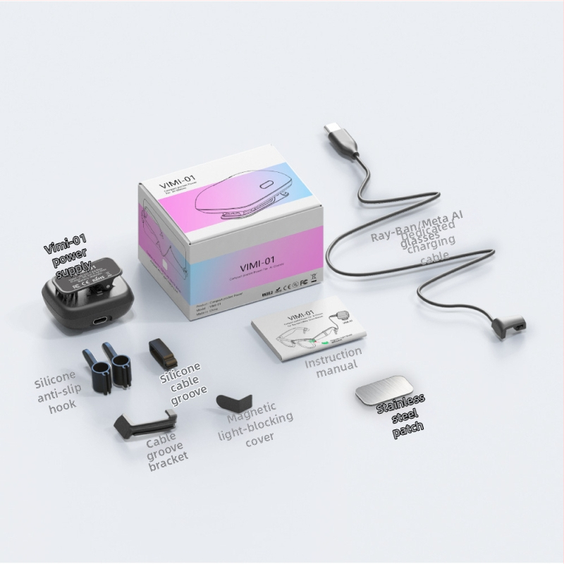 Φορητή πηγή ενέργειας για τα Meta Ray-Ban Smart Glasses με USB-C διασύνδεση, ABS σώμα, MR002, 67 g