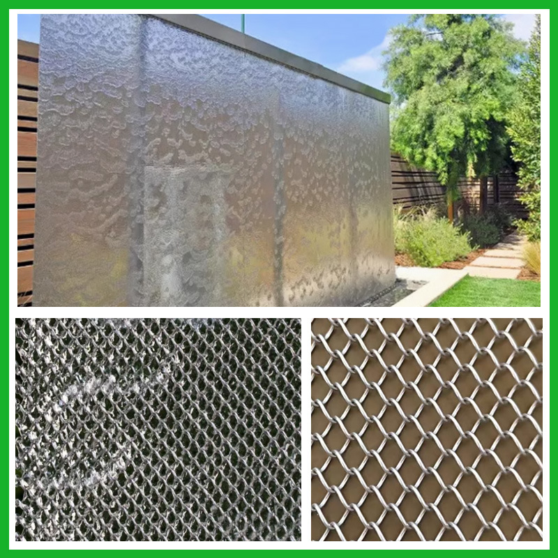 Cortină de apă din plasă din oțel inoxidabil, flux CNC, injecție directă cu o singură gaură