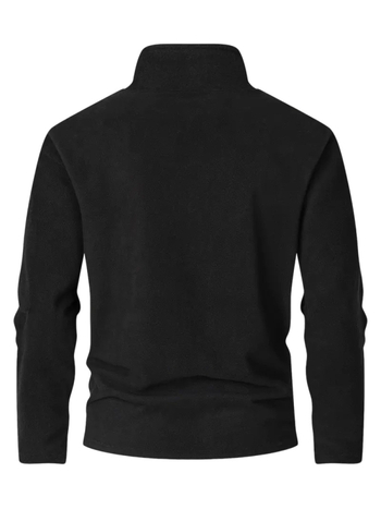 Muški polarni flekse džemper sa stojećim ovratnikom i polu-zipom, debeo, široka silueta, patch džepovi