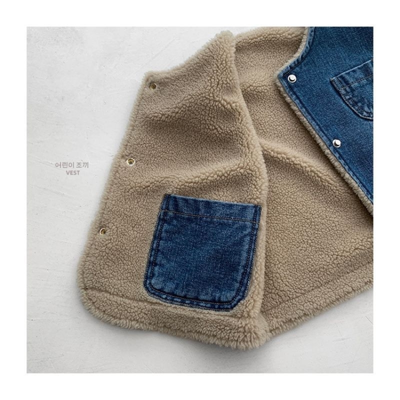 Dječja denim vest s fleks podstavom corduroy tkanina 71-80%, odvojiva kapuljača, za djecu 1-3 godine