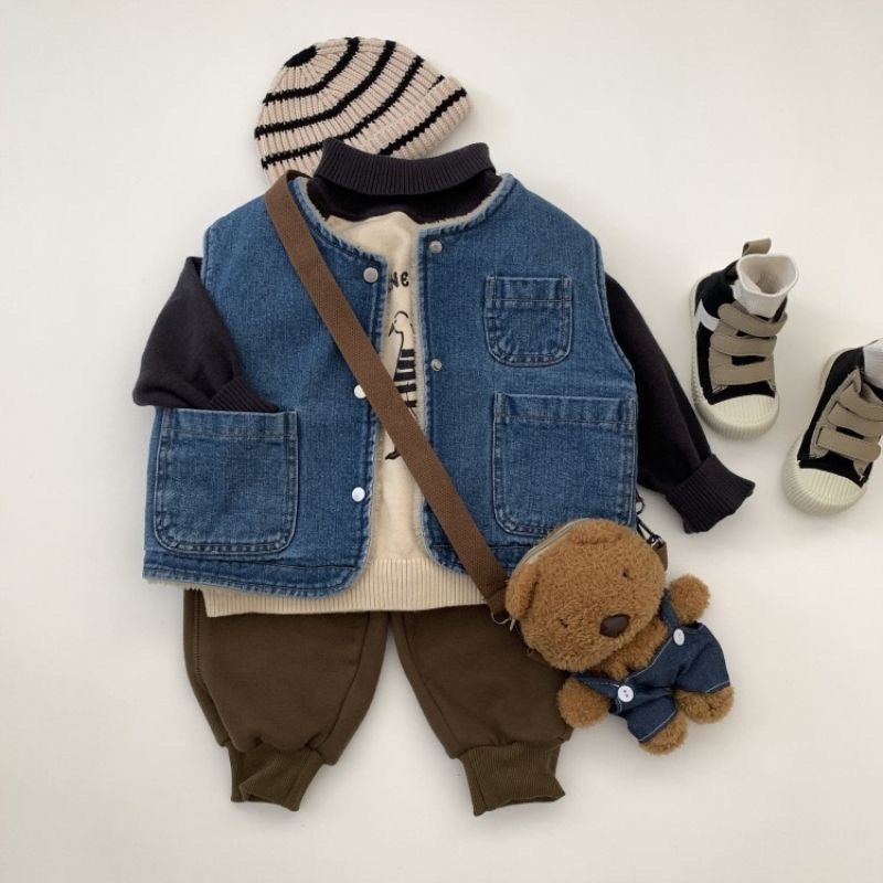 Dječja denim vest s fleks podstavom corduroy tkanina 71-80%, odvojiva kapuljača, za djecu 1-3 godine