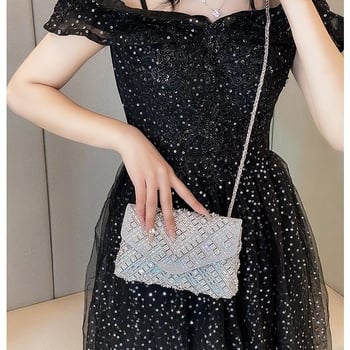 Večernja clutch torba, PU materijal, kvadratni dizajn, horizontalni oblik, zaključavanje, džep za mobitel