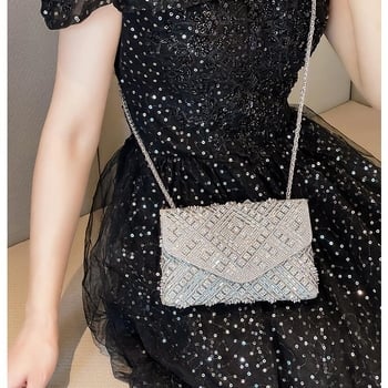 Večernja clutch torba, PU materijal, kvadratni dizajn, horizontalni oblik, zaključavanje, džep za mobitel
