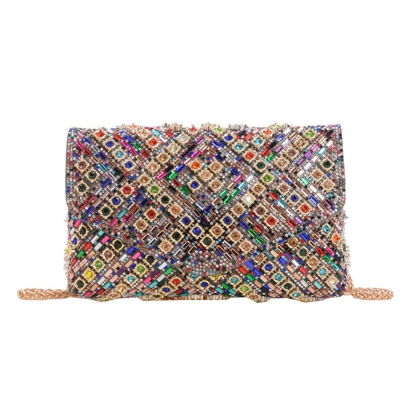 Večernja clutch torba, PU materijal, kvadratni dizajn, horizontalni oblik, zaključavanje, džep za mobitel