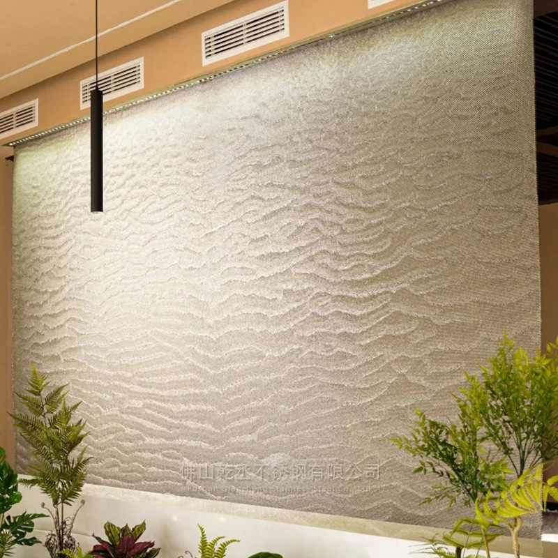 Curtaină de apă din plasă metalică — jet pe perete, Fântână în mișcare, brand Qian Cheng