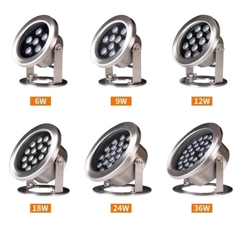 Podvodna LED svjetiljka za vodne pejzaže, 24V, IP68, nehrđajuće kućište, 6 LED, 12W