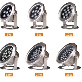 Podvodna LED svjetiljka za vodne pejzaže, 24V, IP68, nehrđajuće kućište, 6 LED, 12W