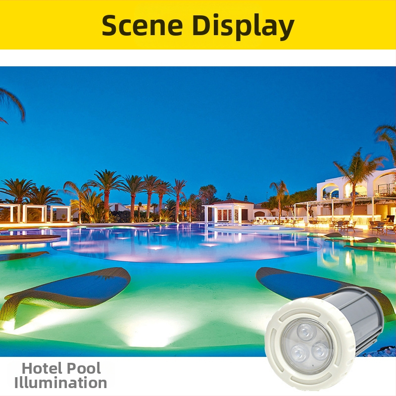 LED podvodné svetlo do bazéna, zapustené, RGB, 12V, IP68, 3 LED, 360 lm, uhol lúča 30°