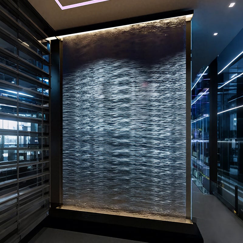 Cortină de apă din oțel inoxidabil cu control digital – pulverizare pe perete pentru decor interior de hotel