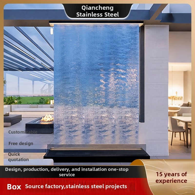 Cortină de apă din oțel inoxidabil cu control digital – pulverizare pe perete pentru decor interior de hotel