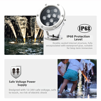 LED podvodné svetlo do bazéna MS-SDD, DC24V, IP68, 3–48 LED, 120 lm, obal z nehrdzavejúcej ocele