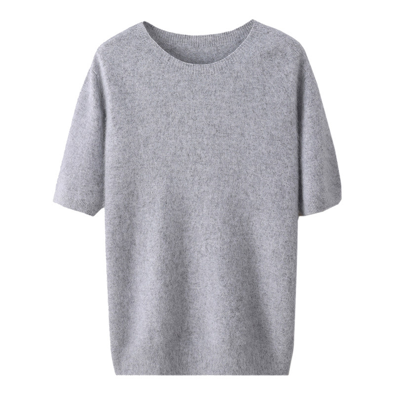 Ανδρικό πλεκτό πουλόβερ από βελούδο μίνκ, στρογγυλός γιακάς, κοντά μανίκια, χαλαρή εφαρμογή, φθινόπωρο