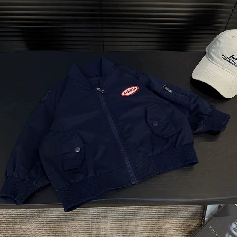 Παιδικό τζάκετ με patchwork από τζίν και επιγραφές με γράμματα, κουκούλα, στάντ-γιακά, ελαφρύ βαμβάκι, για νεογέννητα 0–12 μηνών, Άνοιξη 2025