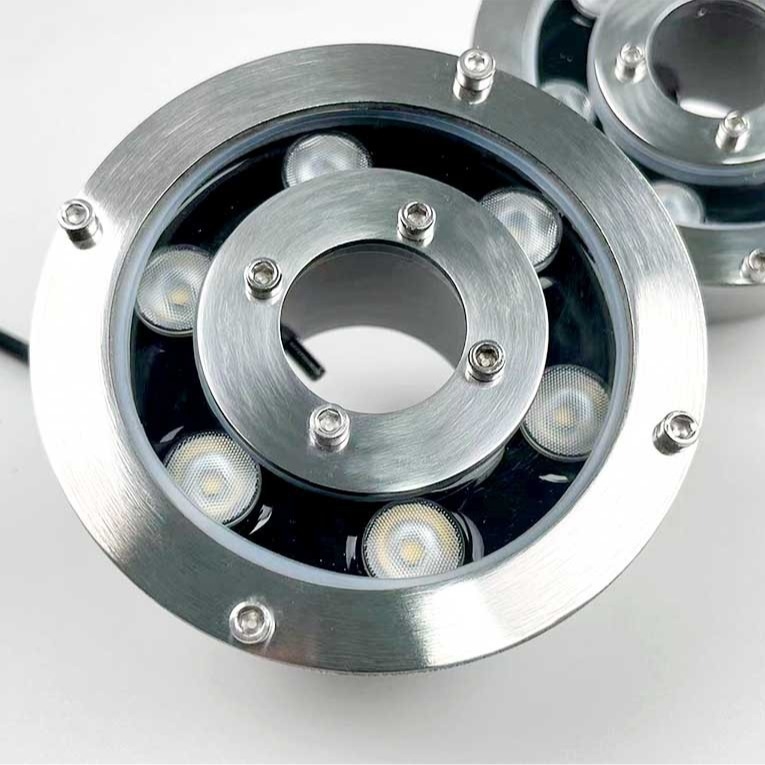 LED подводна лампа за фонтани на открито, модел JDC-PQD-011, корпус 304 неръждаема стомана, IP68, 6 LED диода