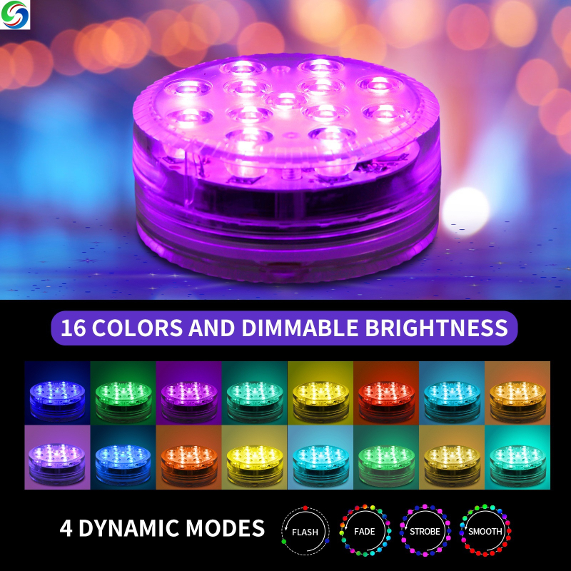 Подводна магнитна LED светлина за басейн с дистанционно управление, 13 диода, IP68 водоустойчива, регулируема яркост, модел SG003, CE сертифицирана