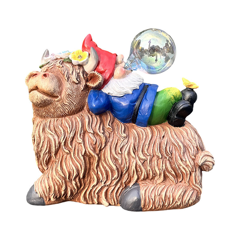 Kültéri kerthez való rezinából készült gnóm-elf buboréklámpa, napelemes meghajtású