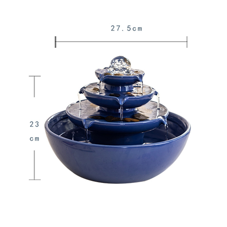 Feng Shui keramički vodeni fontan s kuglom na kotačiću, dekor dnevnog boravka i ulaza, osam smjerova, univerzalni stil; Materijal: svila cvijeta; Pogodno kao dar za blagdane i poslovni dar