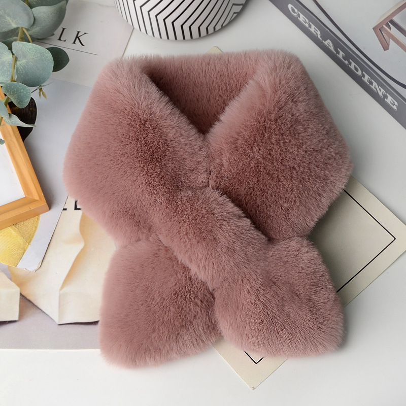 Plišani šal za žene, debeli zimski dvostrani, imitacija Rex zeca krzna, zaštita vrata, korejski stil, unisex | Materijal: Akril >96%, Pletenje: obična tkanina, Funkcija: Grijanje, Sezona: Zima