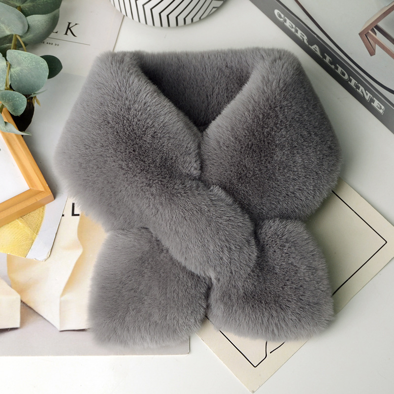 Plišani šal za žene, debeli zimski dvostrani, imitacija Rex zeca krzna, zaštita vrata, korejski stil, unisex | Materijal: Akril >96%, Pletenje: obična tkanina, Funkcija: Grijanje, Sezona: Zima