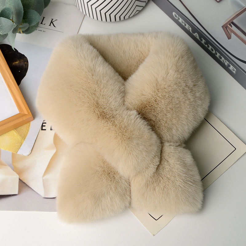 Plišani šal za žene, debeli zimski dvostrani, imitacija Rex zeca krzna, zaštita vrata, korejski stil, unisex | Materijal: Akril >96%, Pletenje: obična tkanina, Funkcija: Grijanje, Sezona: Zima