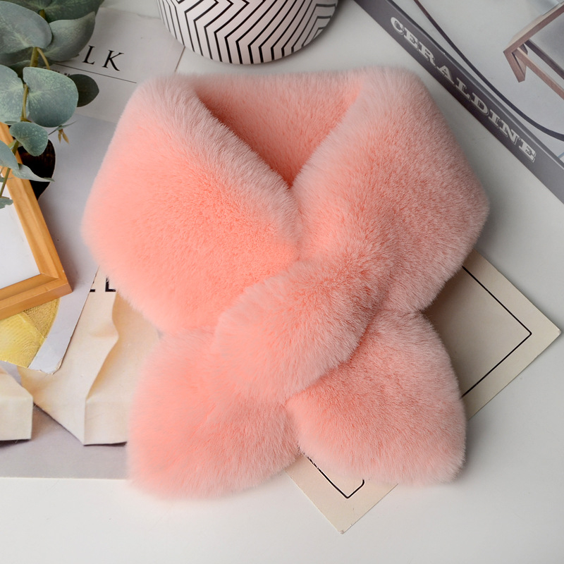 Plišani šal za žene, debeli zimski dvostrani, imitacija Rex zeca krzna, zaštita vrata, korejski stil, unisex | Materijal: Akril >96%, Pletenje: obična tkanina, Funkcija: Grijanje, Sezona: Zima