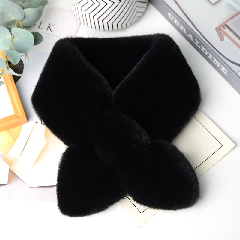 Plišani šal za žene, debeli zimski dvostrani, imitacija Rex zeca krzna, zaštita vrata, korejski stil, unisex | Materijal: Akril >96%, Pletenje: obična tkanina, Funkcija: Grijanje, Sezona: Zima
