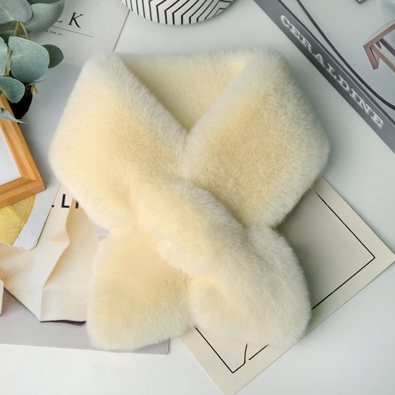 Plišani šal za žene, debeli zimski dvostrani, imitacija Rex zeca krzna, zaštita vrata, korejski stil, unisex | Materijal: Akril >96%, Pletenje: obična tkanina, Funkcija: Grijanje, Sezona: Zima