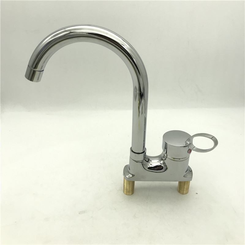 Fürdőszobai mosdócsaptelep, réz test, kerámiás szelep, függőleges felszerelés, modell A-03800, galvanizált felület