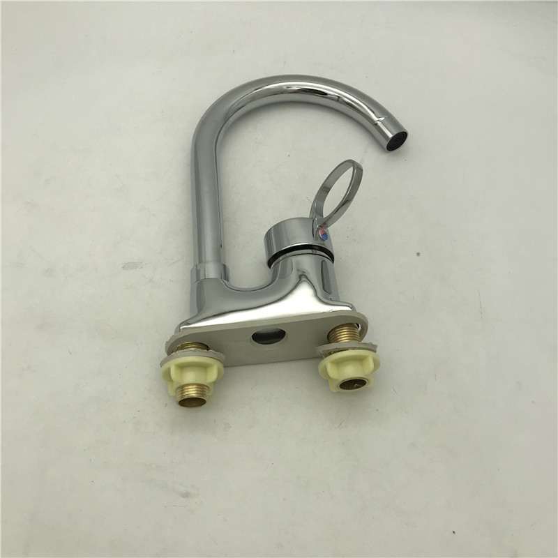 Fürdőszobai mosdócsaptelep, réz test, kerámiás szelep, függőleges felszerelés, modell A-03800, galvanizált felület