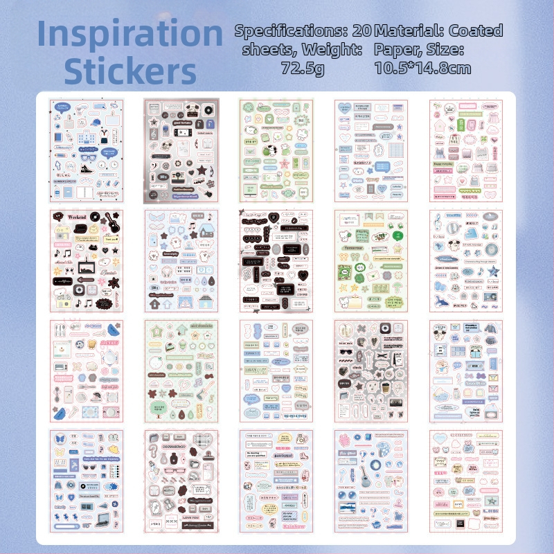 Книга със стикери за DIY декорации – филмови изрязани мотиви, INS стил и английски мотиви за планер и телефон (Марка: Yuyan; Материал: хартия; Занаят: стикери, печат, чисто ръчна изработка; Номер на продукта: Yuyan--Healing Handwritten Cut Film Sticker Boo