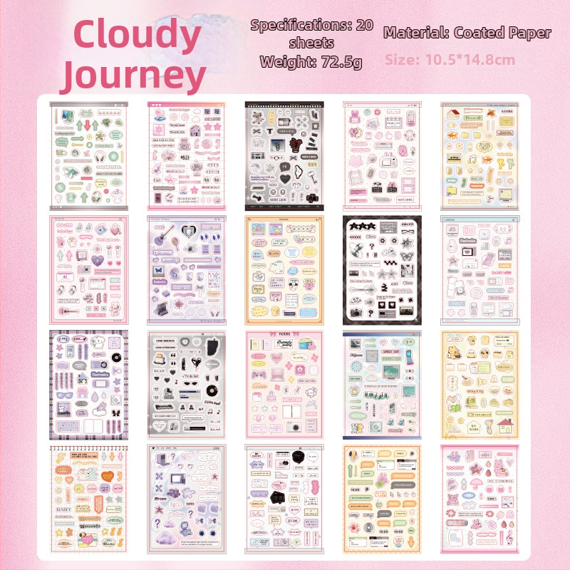 Книга със стикери за DIY декорации – филмови изрязани мотиви, INS стил и английски мотиви за планер и телефон (Марка: Yuyan; Материал: хартия; Занаят: стикери, печат, чисто ръчна изработка; Номер на продукта: Yuyan--Healing Handwritten Cut Film Sticker Boo