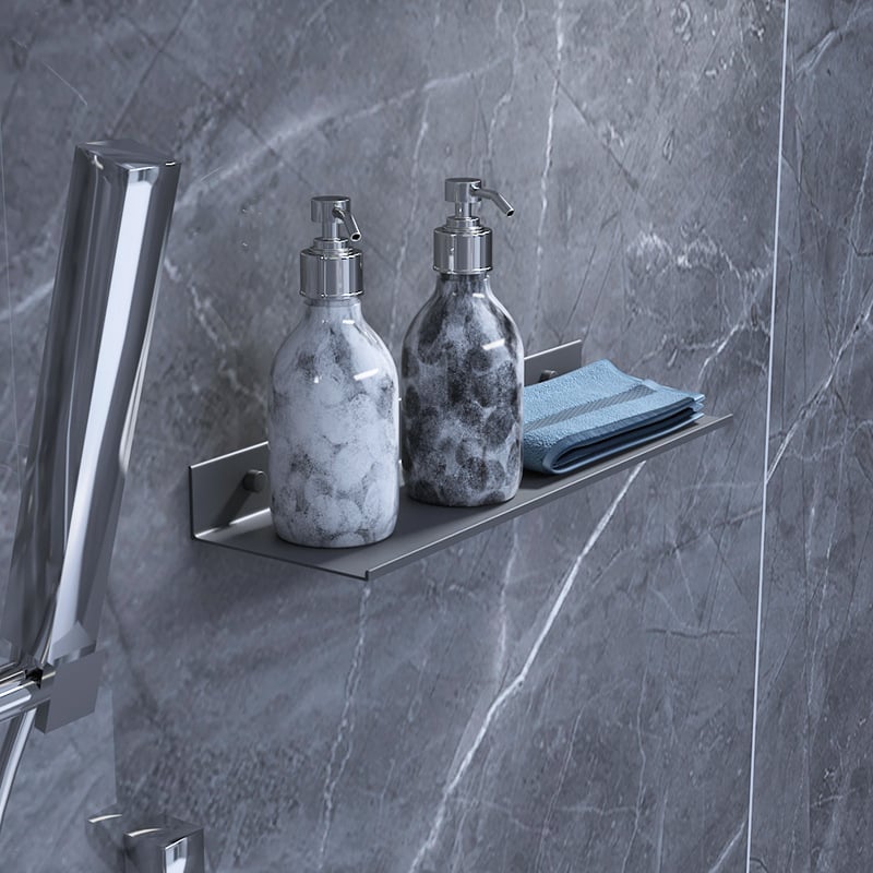 Стенен рафт за баня за съхранение, алуминий, модерен стил, стенен монтаж, козметичен поднос