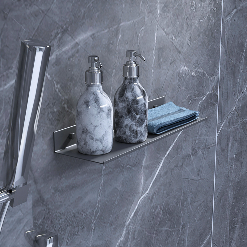 Стенен рафт за баня за съхранение, алуминий, модерен стил, стенен монтаж, козметичен поднос