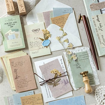 Декоративен комплект за телефонен кейс: ретро стил, без лепило, колаж от хартия; 50 части; материали: бяла копринена хартия, земна хартия, пясъчно-точкова хартия, лека хартия; марка Yu Xian