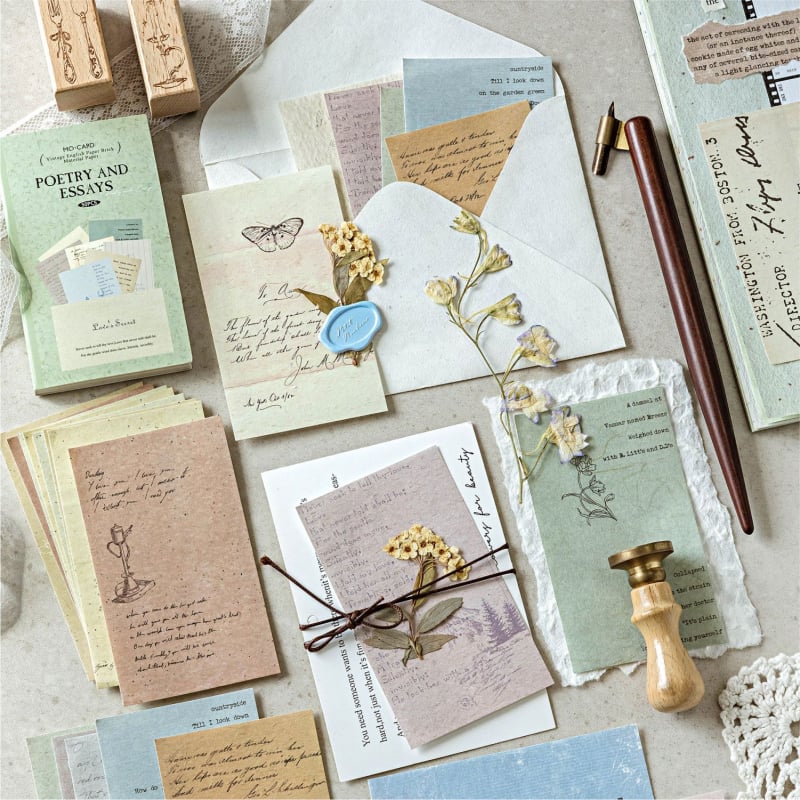 Декоративен комплект за телефонен кейс: ретро стил, без лепило, колаж от хартия; 50 части; материали: бяла копринена хартия, земна хартия, пясъчно-точкова хартия, лека хартия; марка Yu Xian