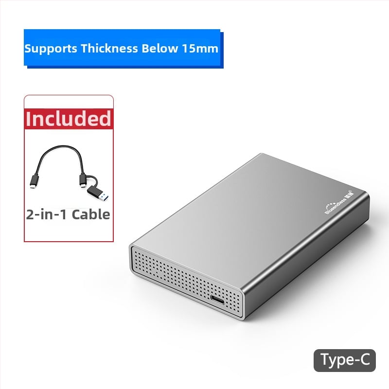 Εξωτερική θήκη SATA για σκληρό δίσκο, ολόσωμο αλουμίνιο, θύρα USB-C, έως 4TB, USB 3.0 με ταχύτητα 5Gbps