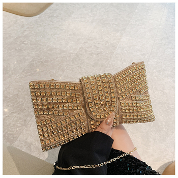 Večernja clutch torbica s mašnicom - PU materijal, magnetno zatvaranje, poliester podstava, džep za dokumente