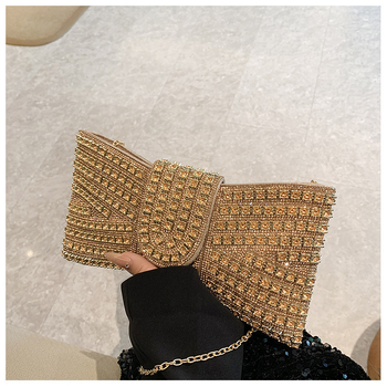 Večernja clutch torbica s mašnicom - PU materijal, magnetno zatvaranje, poliester podstava, džep za dokumente